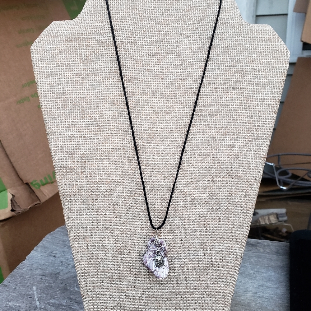 Silver Wrapped Wampum Shell Necklace
